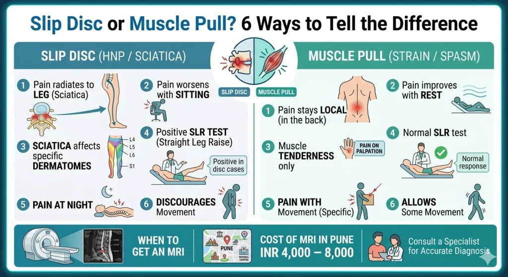 slip disc vs muscle pull symptoms Pune